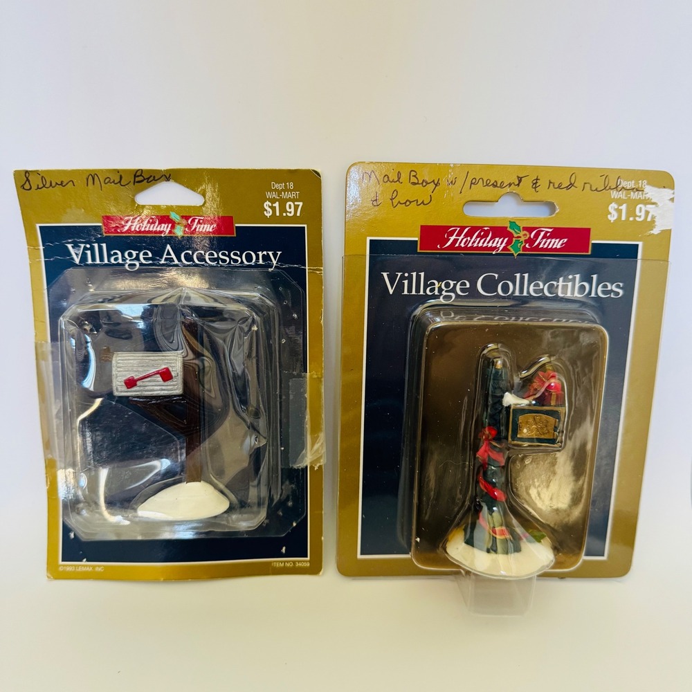 Holiday Time Village Accessory Miniature Mailbox Set Metal Resin Christmas Decor